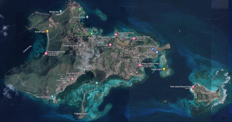 Union Island Grenadines Satellite Map